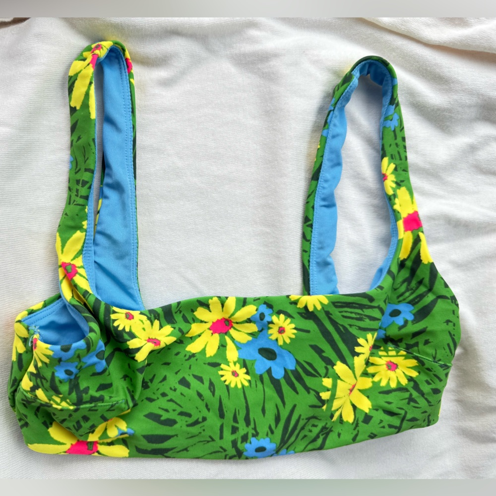 Aerie scoop floral bikini swimsuit top XS